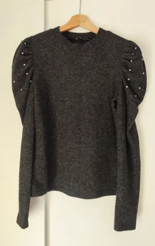 Jersey gris mangas abullonadas