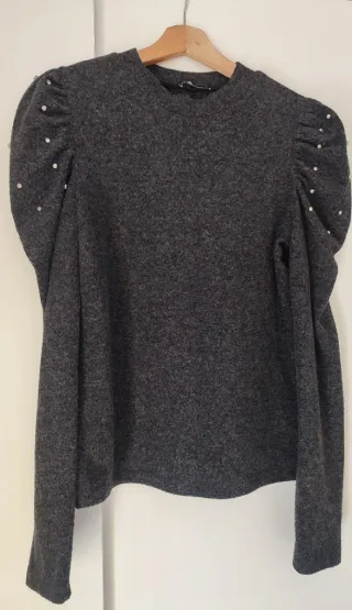 Jersey gris mangas abullonadas