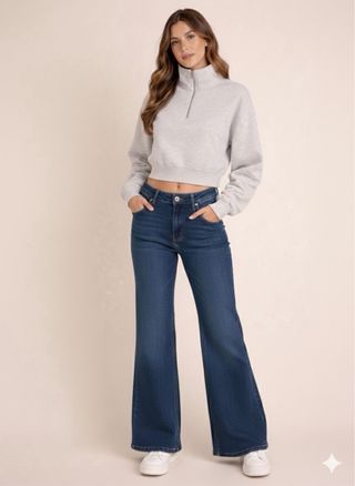 Jersey peludo cropped beige/