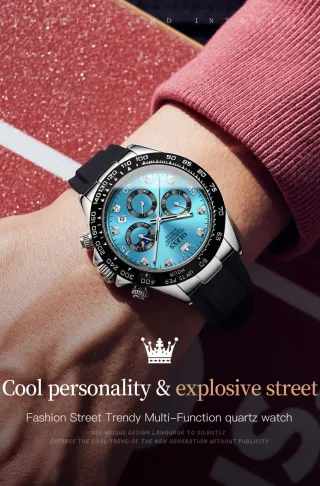 Reloj OLEVS Cronógrafo Cuarzo Hombre Rosa Negro.