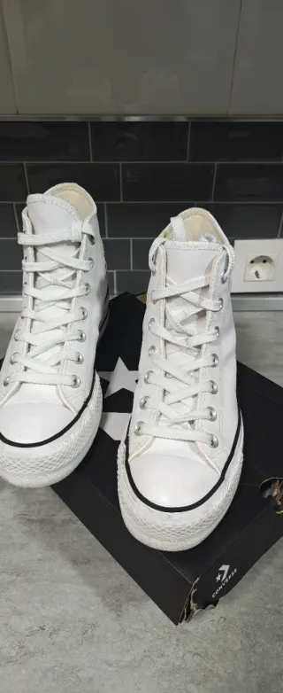Botas Converse Plataforma Piel Blancas