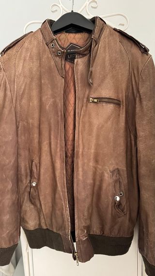 CHAQUETA VINTAGE PIEL MARRON HOMBRE M