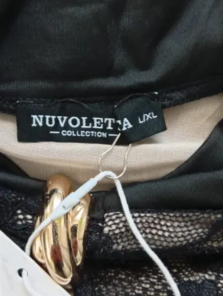 Abito lungo pizzo nero elegante donna