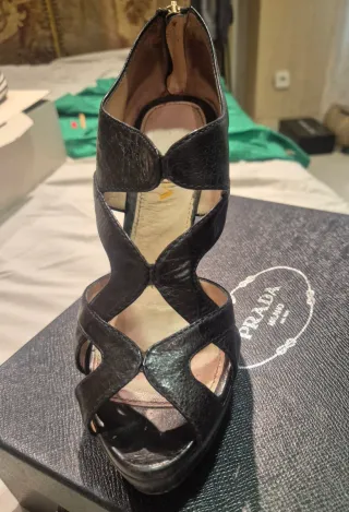 Zapatos Prada Negros Tacón Plataforma