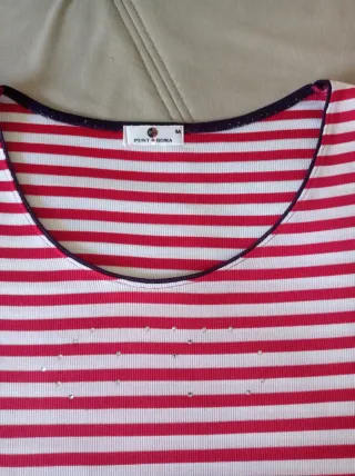 Camiseta rayas mujer roja y blanca