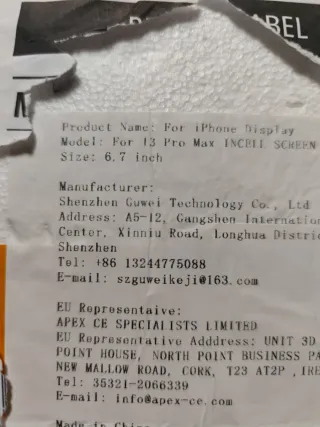 Tela iPhone 13 Pro Max