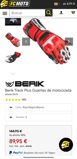 Guantes Moto Berik Truck Plus TL: L