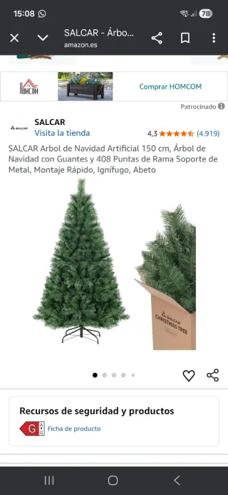 Árbol de Navidad SALCAR 150cm