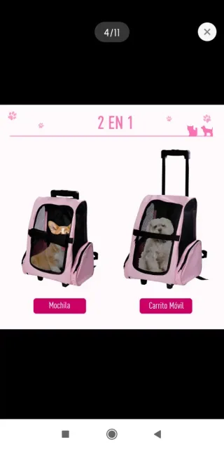 Mochila Transportín- carro ruedas para Perro