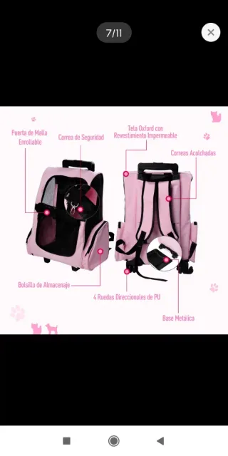 Mochila Transportín- carro ruedas para Perro