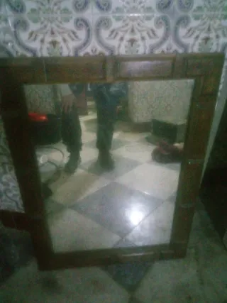 Dos Espejo antiguo madera y cristal