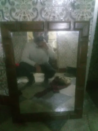 Dos Espejo antiguo madera y cristal