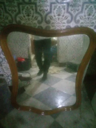 Dos Espejo antiguo madera y cristal