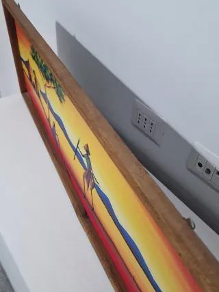 Quadro africano con cornice in legno