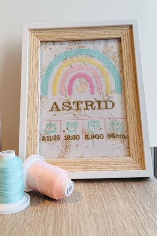 Cuadro bordado personalizado nacimiento