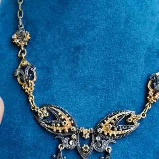 Gargantilla Plata de ley Envejecida y Chapada