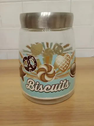 Porta biscotti in vetro con tappo metallo
