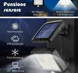 2 Faretti Solari LED Esterno Pannello Separato