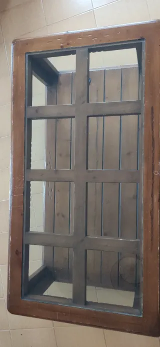 Mesa de centro madera maciza y cristal