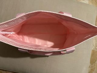 Borsa Victoria's Secret a righe rosa e bianche