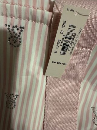 Borsa Victoria's Secret a righe rosa e bianche