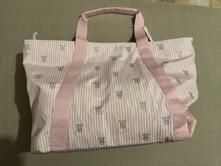 Borsa Victoria's Secret a righe rosa e bianche