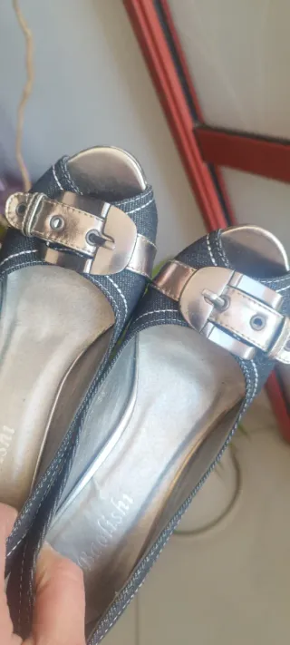 Scarpe décolleté jeans nero tacco 38