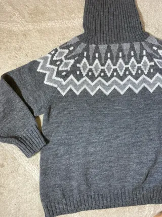 Jersey Vintage Cuello Alto Gris y Blanco