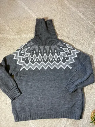 Jersey Vintage Cuello Alto Gris y Blanco