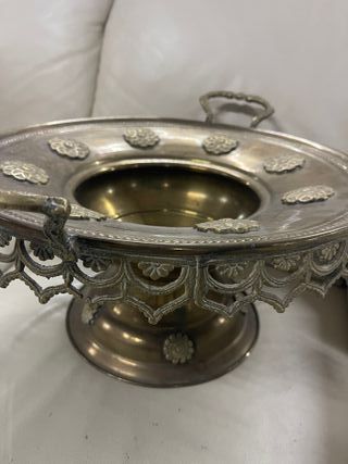 Centro de Mesa Antiguo Metal con Asas