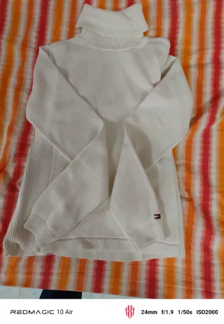 Maglione collo alto ragazza Tommy Hilfiger bianco.