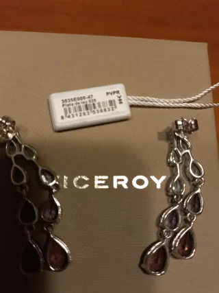 Pendientes Viceroy en plata y cristal lila y azul