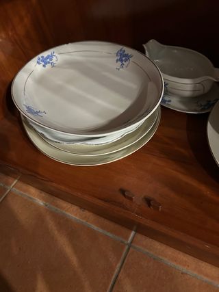 Conjunto 2 Vajillas Cerámica y Madera