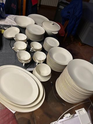 Conjunto 2 Vajillas Cerámica y Madera