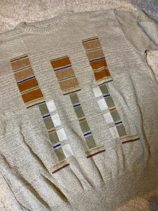 Jersey Vintage Retro Beige Multicolor