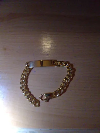 Pulsera esclava chapado oro 22 cm, eslabón grueso