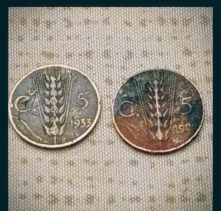 5 Centesimi Italia 1933 e 1922 Spiga
