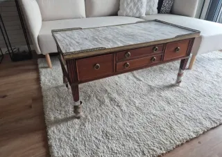 Mesa centro madera y mármol