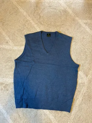 Chaleco Bandel azul cuello pico vintage