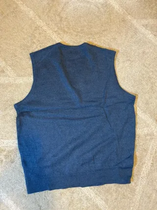 Chaleco Bandel azul cuello pico vintage