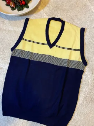 Jersey sin mangas vintage amarillo y azul