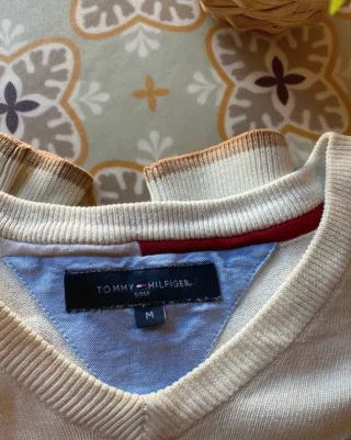 Jersey Tommy Hilfiger Crema V-Neck Logo