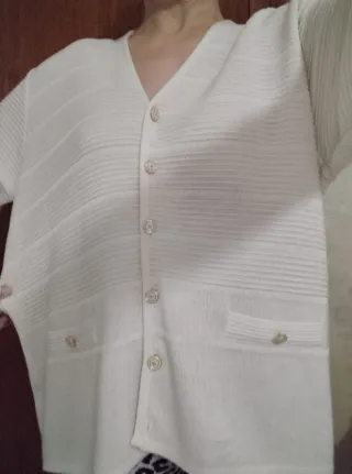 Chaqueta de punto blanca mujer Sin marca.