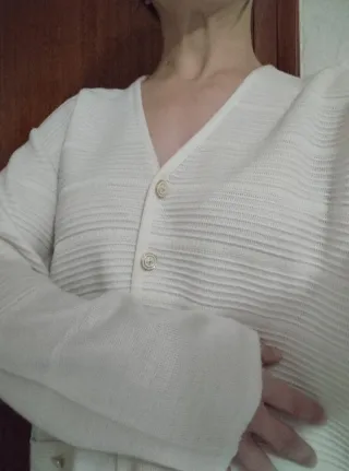 Chaqueta de punto blanca mujer Sin marca.