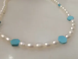 Gargantilla perlas y turquesas