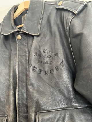 Chaqueta bomber de cuero envejecido