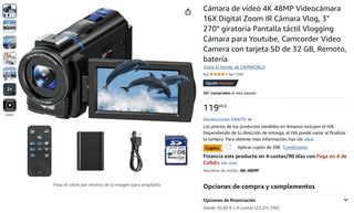 Cámara de vídeo 4K 48MP Videocámara 16X