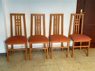 Juego 4 Sillas Comedor Madera Naranja
