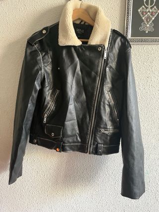 Chaqueta de cuero Bohooman con cuello sherpa