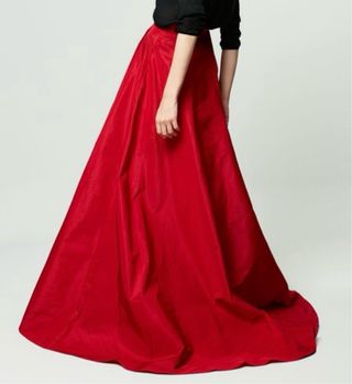 Falda Carolina Herrera Roja Larga